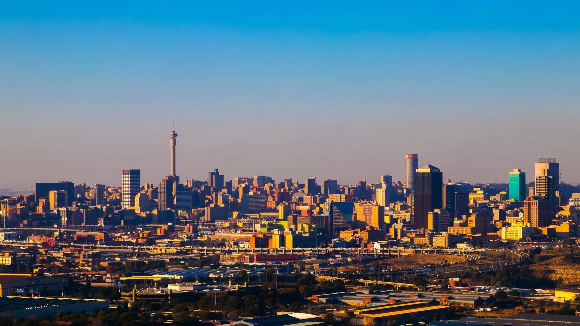 Johannesburg skyline at golden hour representing opportunity and growth
